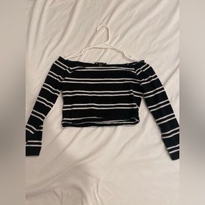 Striped Off The Shoulder Crop Top